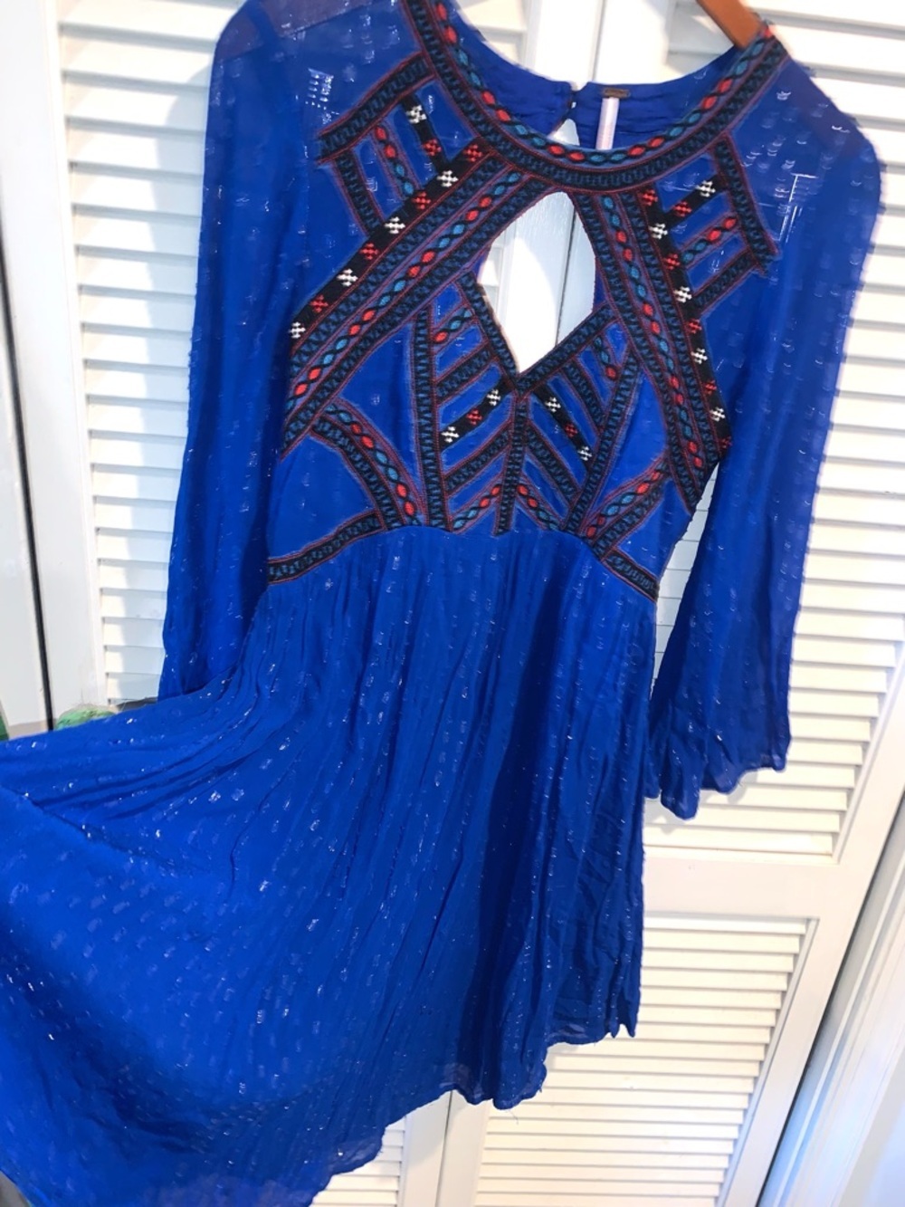 FREE PEOPLE All You Need Flowy Sheer Dress in Cobalt Blue - Picture 9 of 16
